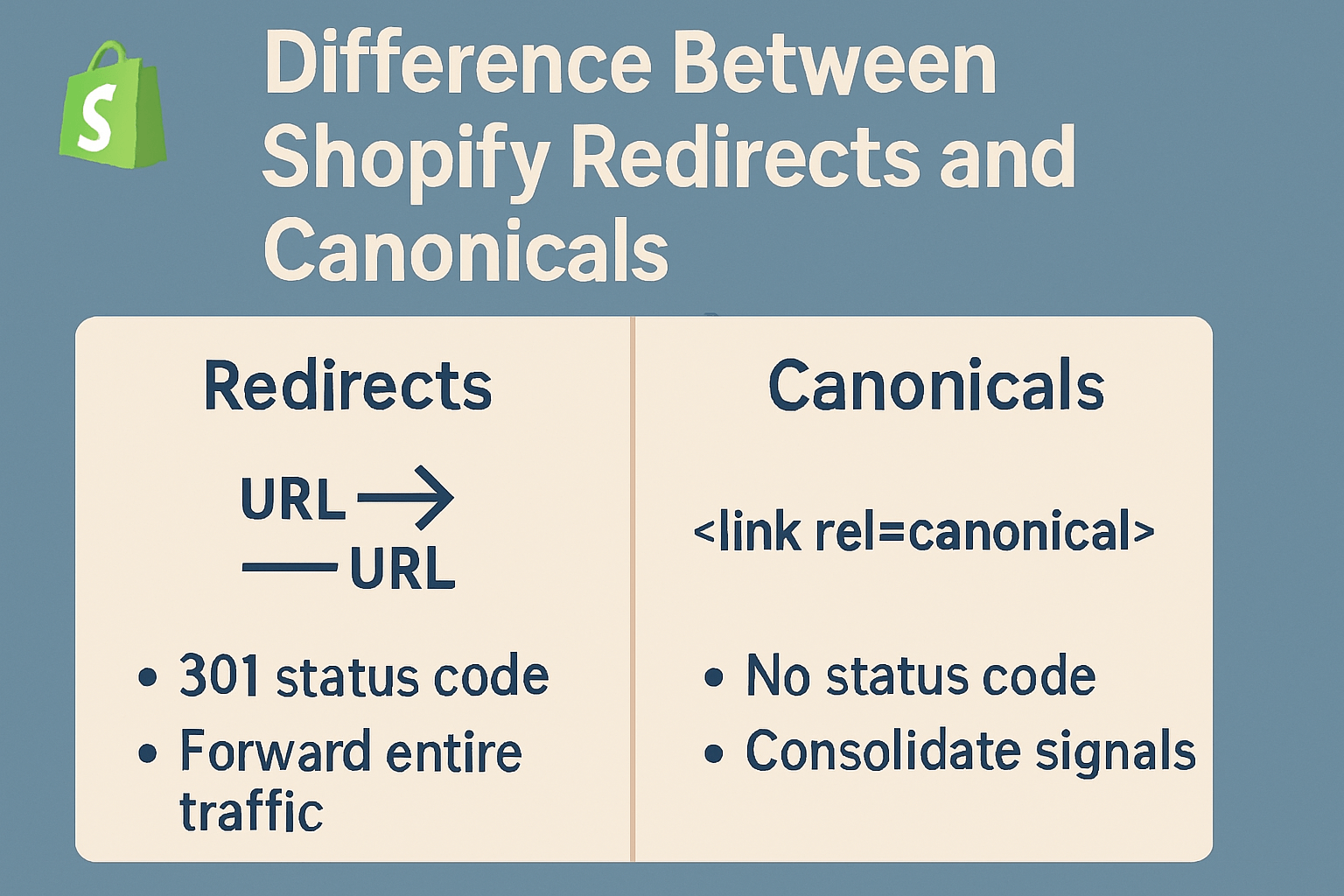 Difference Between Shopify Redirects and Canonicals